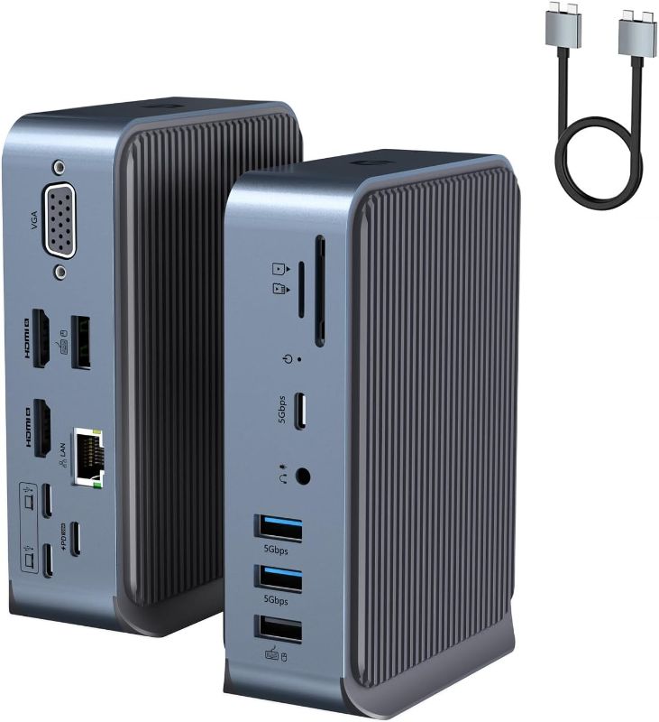 Photo 1 of  Macbook  Docking Station, 13-in-1 USB-C Docking Station, Triple Display with 2 x 4K HDMI and 1 x DP, 85W Charging for Laptop, 10 Gbps USB-C and 5 Gbps USB-A Data, Ethernet, Audio,