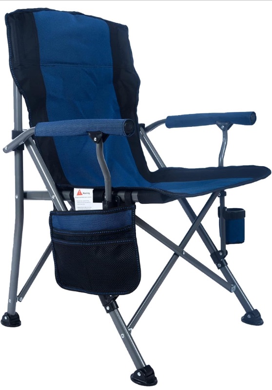 Photo 1 of  Camping Chair for Adults, Heavy Duty 330lbs Capacity Folding Chairs for Outdoor, 600D Oxford Mesh High Back Camping Chairs with Arm Rest Cup Holder and Portable Carrying Bag(Blue) *****picture is for reference only *****