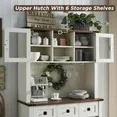 Photo 1 of  Farmhouse 42" Wood Bar Cabinet with Sliding Barn Door and Hutch for Dining Room (Antique White)