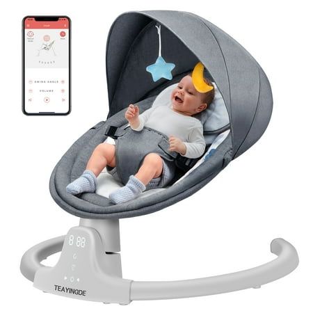 Photo 1 of ***item is dirty ****TEAYINGDE Baby Swing for Infants - APP Remote Bluetooth Control 5 Speed Settings 10 Lullabies USB Plug (Blue)