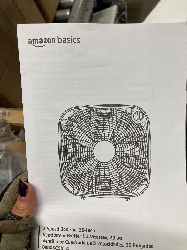 Photo 1 of Amazon Basics 3 Speed Box Fan, Indoor Electric Fan for Home Cooling,