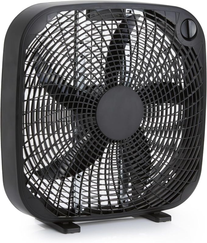 Photo 1 of Amazon Basics 3 Speed Box Fan, Indoor Electric Fan for Home Cooling,