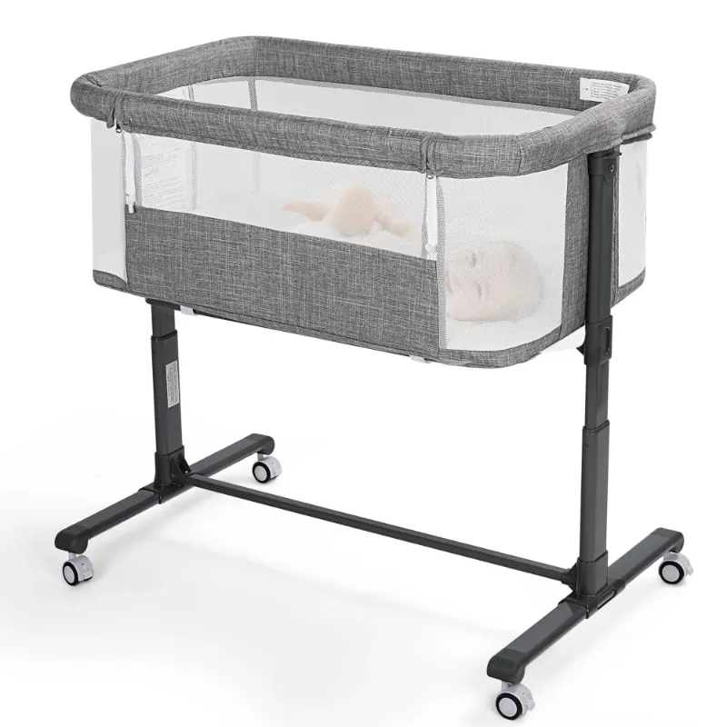 Photo 1 of AILEEKISS Baby Bassinet with Wheels, Height Adjustable Newborn Bedside for Baby, Grey