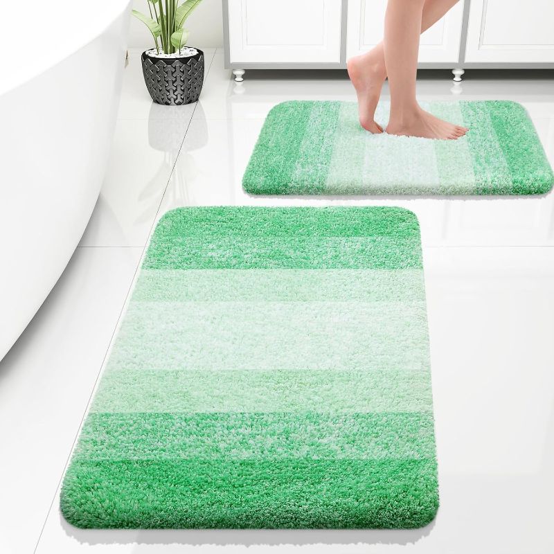 Photo 1 of 
**MISSING SMALL RUG***OLANLY Bathroom Rug Set 2 Piece, Soft Absorbent Microfiber Bath Rug Set, Non-Slip, Machine Wash Dry, Plush Shaggy Bath Mats for Bathroom  57X24 
Size:Green