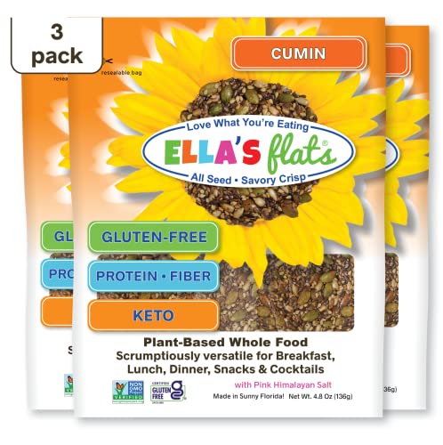 Photo 1 of **ONLY ONE PACKAGE**Ella S Flats All Seed Savory Cracker Gluten Free Sugar Free High Fiber Chip Low Carb Snack Keto Vegan Paleo Sesame Flax Pumpkin Sunflower 3 PACK