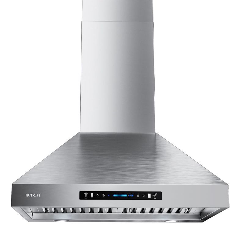 Photo 1 of ***PARTS ONLY***IKTCH 30-inch Wall Mount Range Hood 900 CFM Ducted/Ductless Convertible, Kitchen Chimney Vent Stainless Steel with Gesture Sensing & Touch Control Switch Panel, 4 Pcs Adjustable Lights