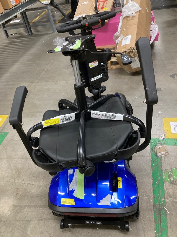 Photo 1 of ***NO BATTERY OR CHARGER**SACVON 4 Wheels Mobility Scooter with Cane Holder for Seniors, Electric Folding Wheelchair Device for Travel, Blue