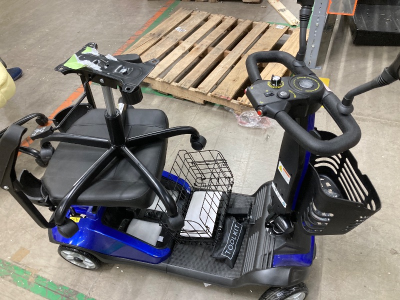 Photo 1 of ***NO BATTERY OR CHARGER**SACVON 4 Wheels Mobility Scooter with Cane Holder for Seniors, Electric Folding Wheelchair Device for Travel, Blue