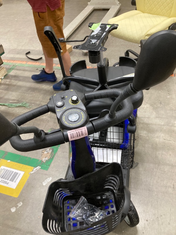 Photo 1 of ***NO BATTERY OR CHARGER**SACVON 4 Wheels Mobility Scooter with Cane Holder for Seniors, Electric Folding Wheelchair Device for Travel, Blue