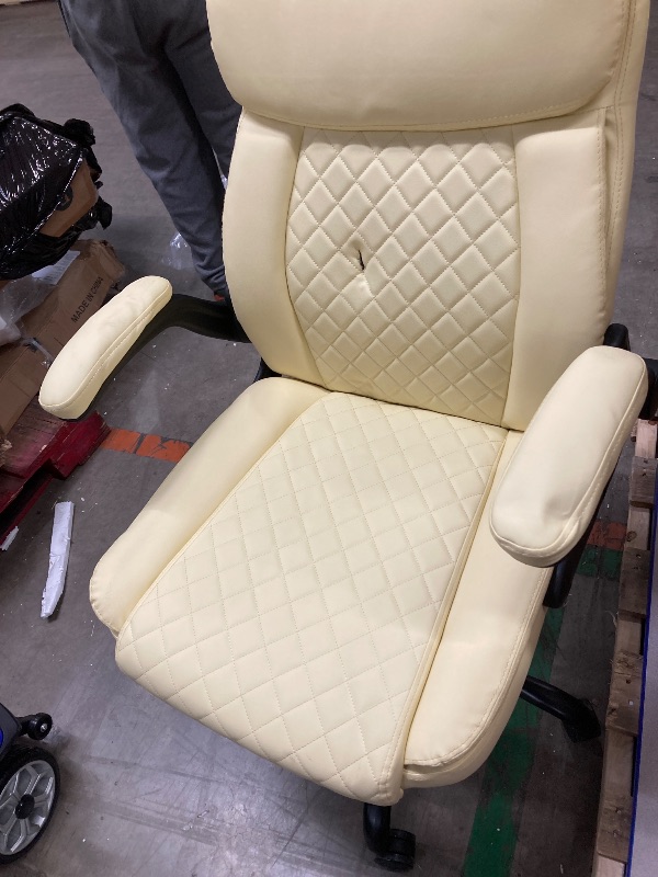 Photo 1 of ***HAS TEAR-SEE PICS**Seenda Executive Office Chair Big and Tall 330lbs Heavy Duty Ergonomic Desk Chair, High Back Home Computer Leather Chair with Padded Arms, Cream