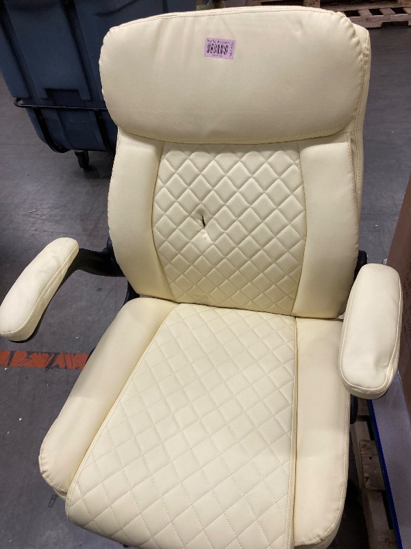 Photo 1 of ***HAS TEAR-SEE PICS**Seenda Executive Office Chair Big and Tall 330lbs Heavy Duty Ergonomic Desk Chair, High Back Home Computer Leather Chair with Padded Arms, Cream