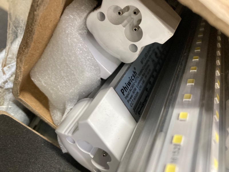Photo 1 of 10-Pack 8ft LED Shop Light Fixture - 90W T8 Integrated LED Tube Light - 6500K 12000LM V-Shape Linkable - High Output - Clear Cover - Plug and Play - 270 Degree Lighting for Garage, Shop, Barn