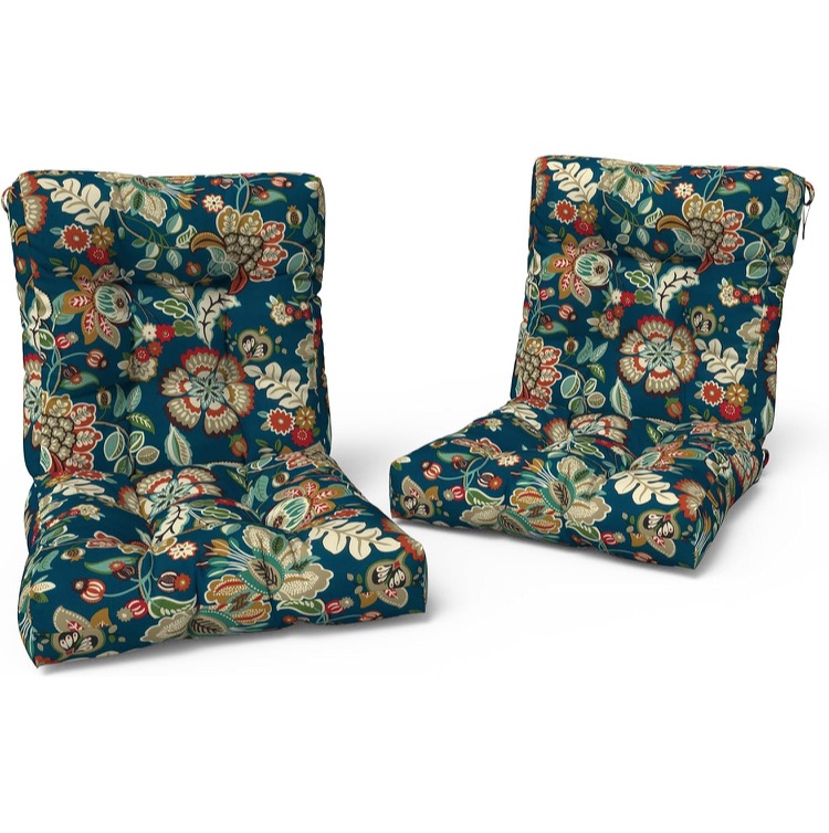 Photo 1 of LVTXIII Outdoor Low Back Chair Cushions, Seasonal Replacement Adirondack Chair Cushion with Ties, Patio Waterproof Seat Cushions for Home Garden Use, 21 W x 21 D,  peacock blue