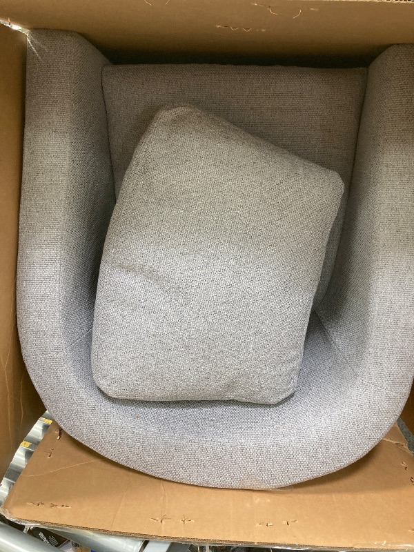 Photo 1 of CHITA Swivel Accent Chair, FSC Certified Upholstered Fabric Barrel Chair for Living Room, Fully Assembled, Pebble Grey
