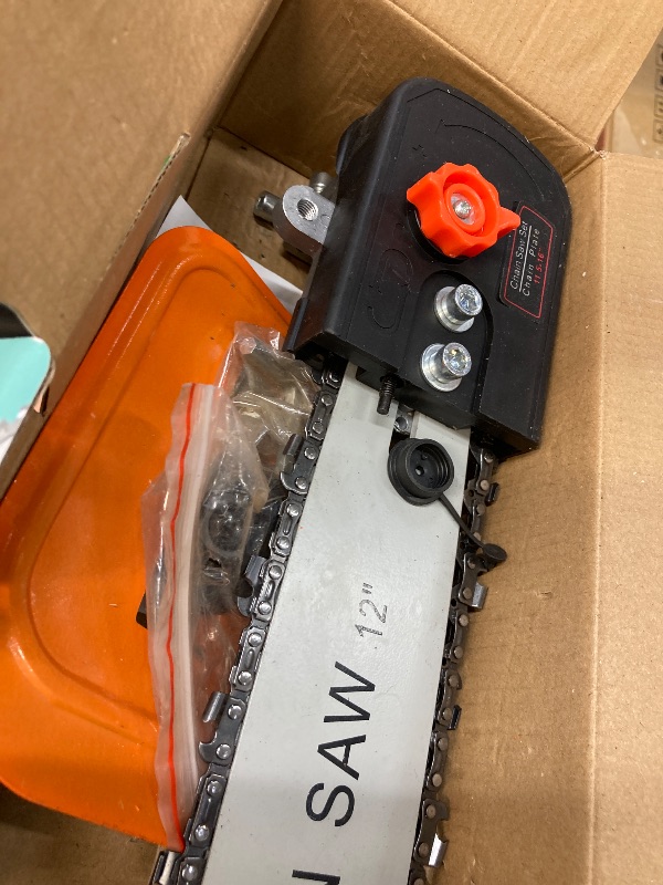 Photo 1 of 12 Inch Chainsaw Attachment for Angle Grinder, Electric Chain Saw Converter Accessories for Wood Cutting Applicable Angle Grinder 5/8”-11 Thread ABOR M10 M12 M14