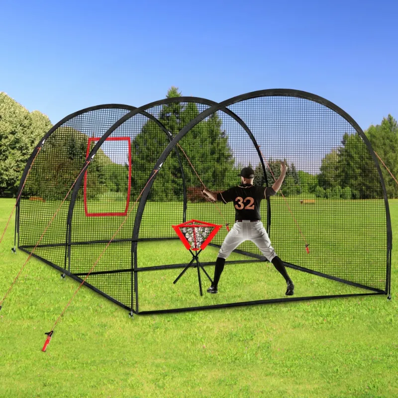 Photo 1 of ***MISSING FLEX POLES****Batting Cage, 22x12x8FT Baseball Batting Cage Net, Portable Batting Cage, Baseball or Softball Batting and Pitching Practice for Outdoor Backyard Home Use
