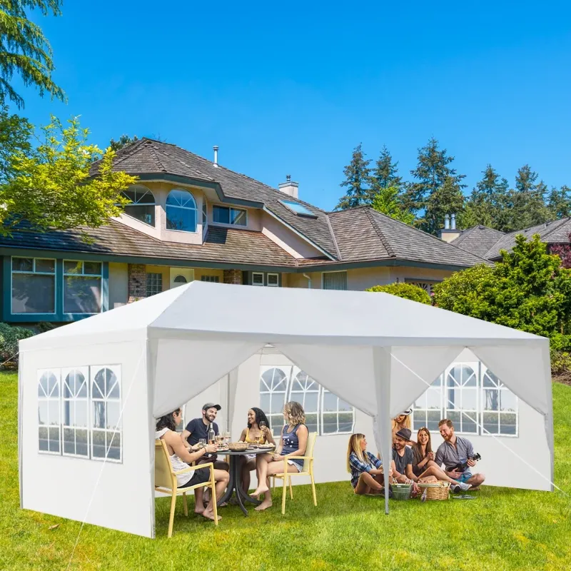 Photo 1 of ***MISSING PARTS**Zimtown 10'x 20' Canopy Tent Gazebo Patio Outdoor Party Wedding Tent with 6 Sidewalls White

