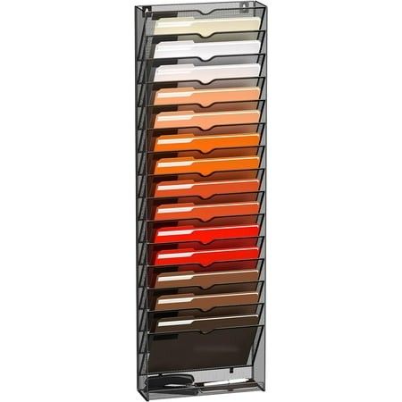 Photo 1 of 16-Tier Wall File Organizer for Papers Hanging Wall File Holder Great for Office Home Black

