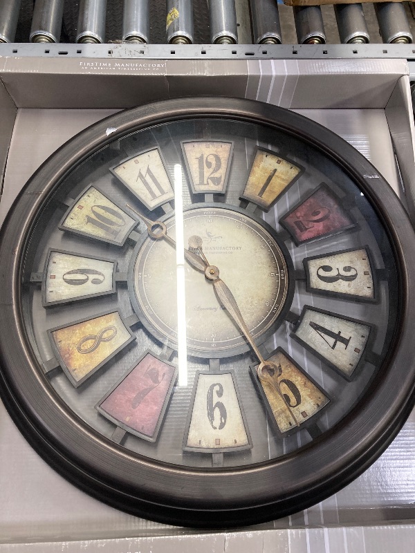 Photo 1 of 
24 in. Round White Wood and Metal Decorative Wall Clock Roman Numeral