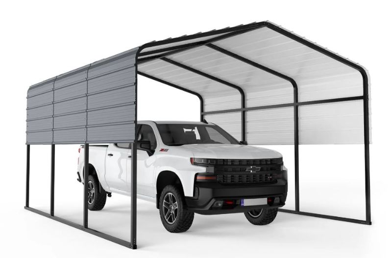 Photo 1 of ***MISSING PARTS/ONLY ROOF TOP PARTS***GARVEE 13'x16' Metal Carport with Heavy Duty Galvanized Steel Roof and Reinforced All-Metal Frame, Permanent Shelter for Agricultural Machinery, Cars, Boats, Grey
