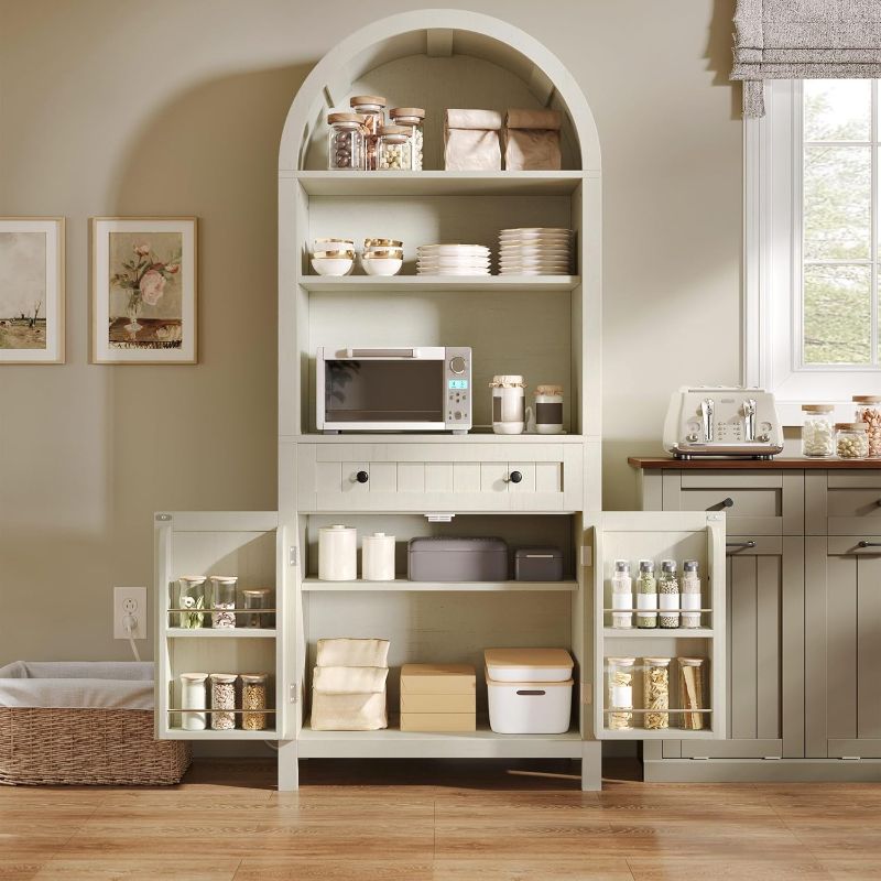 Photo 1 of ****PARTS ONLY*****YITAHOME 73" Arched Kitchen Pantry Storage Cabinet with Charging Station and Tabletop, Farmhouse Versatile Cupboard with Drawer, Shelves, and Extra Door Racks for Kitchen, Dining Room