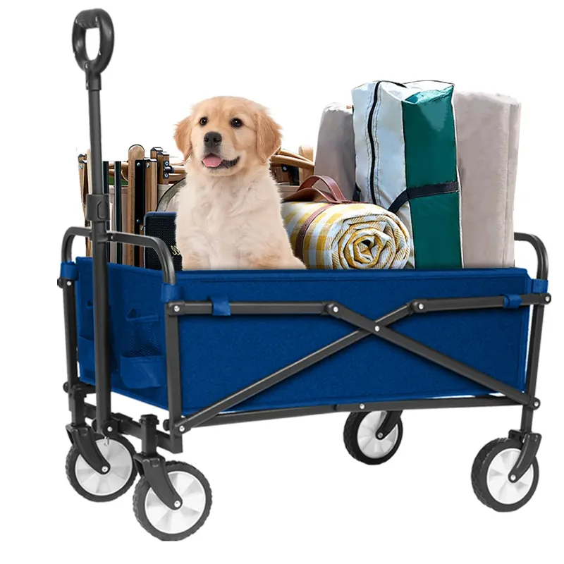 Photo 1 of ***THERE ARE HOLES ***Wagon Cart Foldable, Collapsible Folding Wagon with All-Terrain Wheels & Adjustable Handle, Portable Heavy Duty 300LBS Weight Capacity for Grocery Shopping, Sport, Camping, Garden, Outdoor Use
