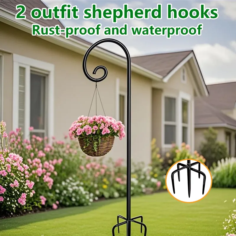 Photo 1 of 2 Pack Shepherds Hooks,48 in Rust Resistant Garden Pole,Small Shepherd Hook,Shepherds Hooks for Garden Bird Feeder Wedding
