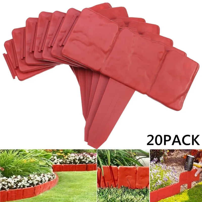 Photo 1 of 10cm x 25.5cm Grey Plastic Garden Border Edging (20 Count)
