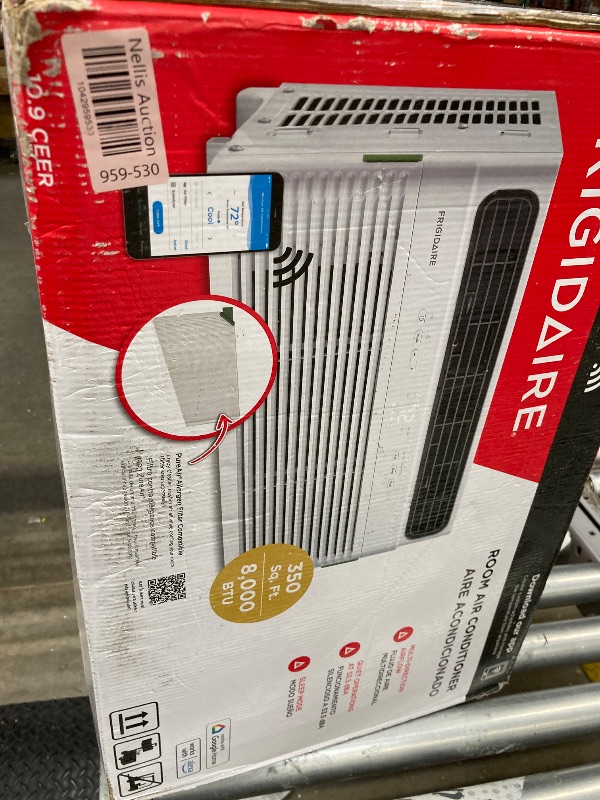 Photo 1 of **HAS DENT IN BACK/CRACK ON VENT/DAMAGED POWER PLUG(BENT)***Frigidaire 8,000 BTU Smart Window Air Conditioner with Wi-Fi, Cools Up to 350 Sq. Ft., Remote Control, Quiet Operation, Eco Mode, 3 Fan Speeds, White