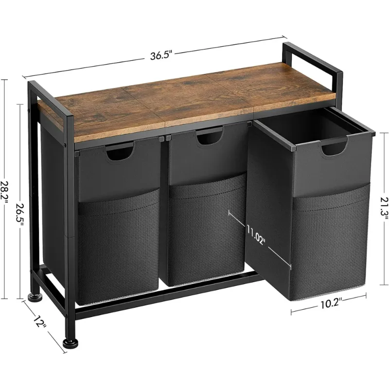 Photo 1 of ***ITEM IS REALLY FRAGILE****GIKPAL Laundry Basket, 142L Large Double, Freestanding Laundry Hamper 3 Section with Top Shelf & 3 Removable Washable Bags & Side Pockets for Dorm