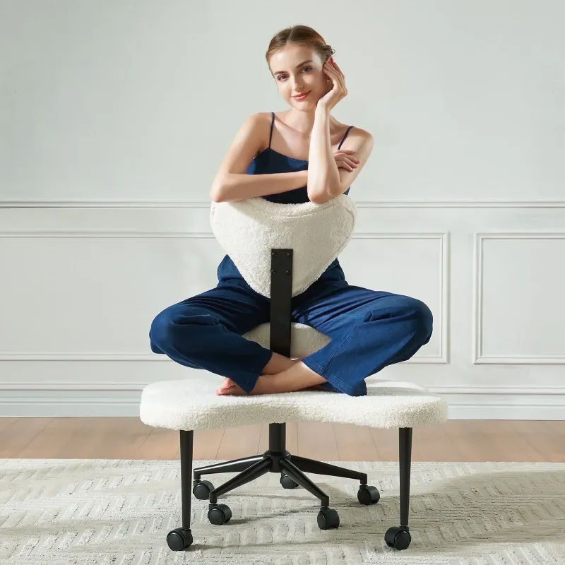Photo 1 of ***PARTS ONLY***
Pinmoco Ergonomic Cross Legged Swivel Chair, Adjustable Height and Teddy Fabric, Meditation Chair with Back Support, Home and Office, Off White
