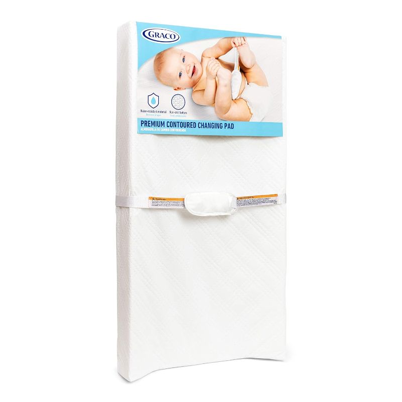 Photo 1 of 
Graco Premium Contoured Changing Pad – GREENGUARD Gold Certified, Water-Resistant, Ultra-Soft Buckle Cover, Contoured Baby Changing Pad, Fits Most Standard-Size Changing Toppers, Non-Skid Bottom