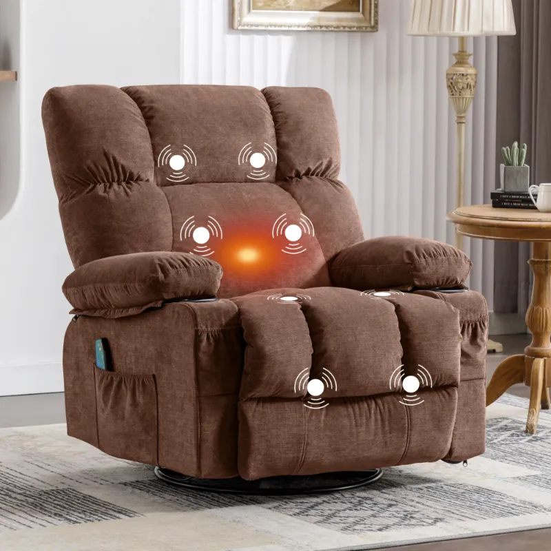 Photo 1 of ***MISSING PARTS/JUST THE SIDES AND BACK***JONPONY Massage Swivel Rocker Recliner Chair with Vibration Massage and Heat Ergonomic Lounge Chair for Living Room with Rocking Function and Side Pocket, 2 Cup Holders, USB Charge Port,Brown
