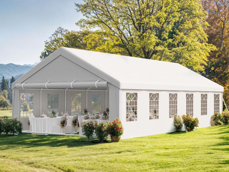 Photo 1 of 20x40 ft Party Tent Outdoor Wedding Event Shelters Heavy Duty Upgraded Galvanized Canopy with Large White Roof, Removable Sidewalls & 4 Storage Bags