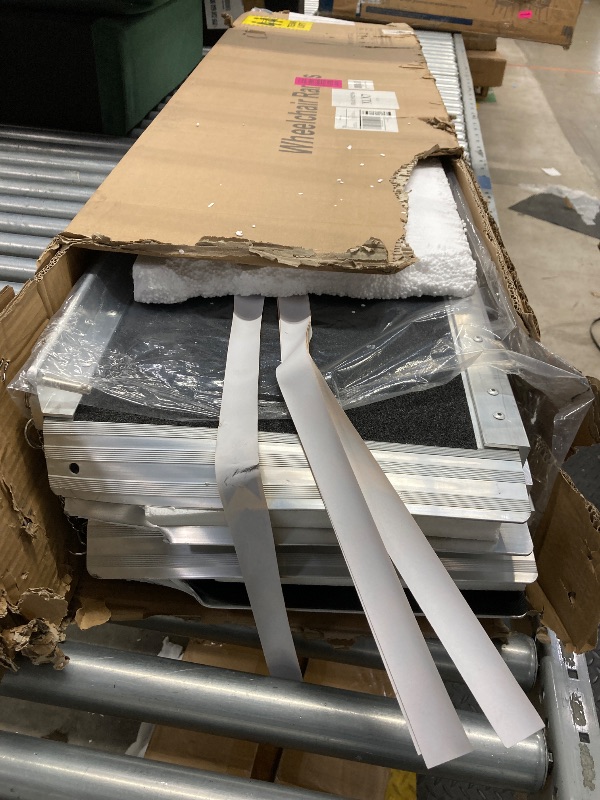 Photo 1 of ***PARTS ONLY/ RAMP BENT IN SEVERAL PLACES***FACHNUO 10 Feet Portable Wheelchair Ramp, Non-Skid Aluminum Handicap Ramps with Handle, Folding Threshold Wheel Chair Ramp for Home Steps, Stairs, Entry, Threshold, Doorways, Scooter, 800LBS Capacity