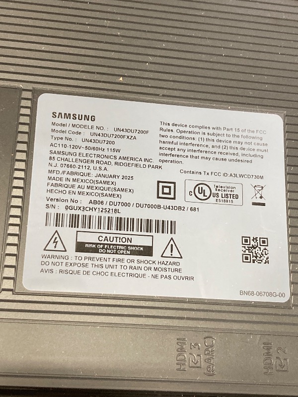 Photo 1 of ***PARTS ONLY***
Samsung 43-Inch Class Crystal UHD 4K DU7200 Series HDR Smart TV w/Object Tracking Sound Lite, PurColor, Motion Xcelerator, Mega Contrast, Q-Symphony (UN43DU7200, 2024 Model)
