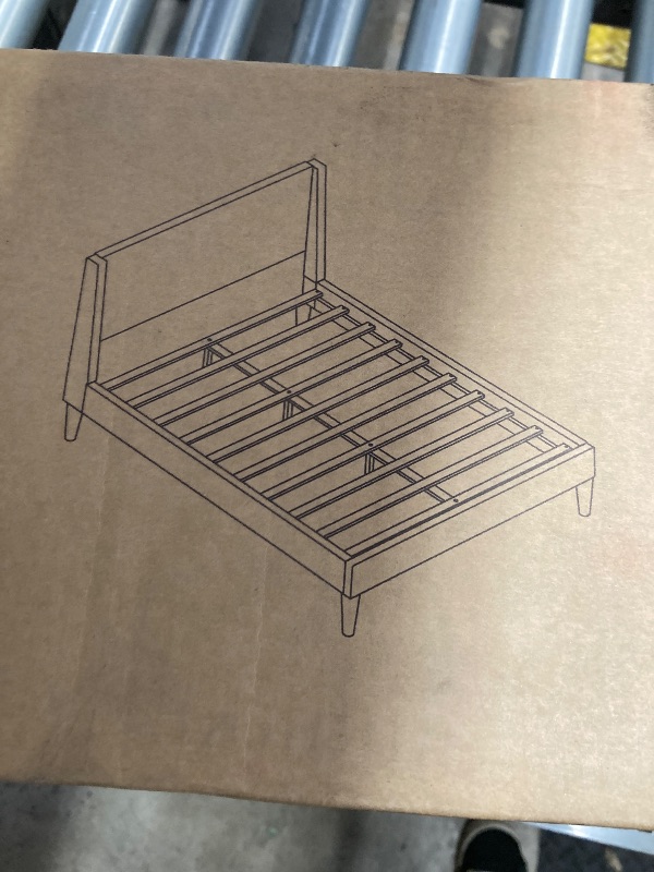 Photo 1 of ***BOX 2 OF 2 ONLY/INCOMPLETE SET**DAJU Modern Velvet Upholstered Platform Bed with Wingback Headboard and Wooden Legs Cream Queen Size