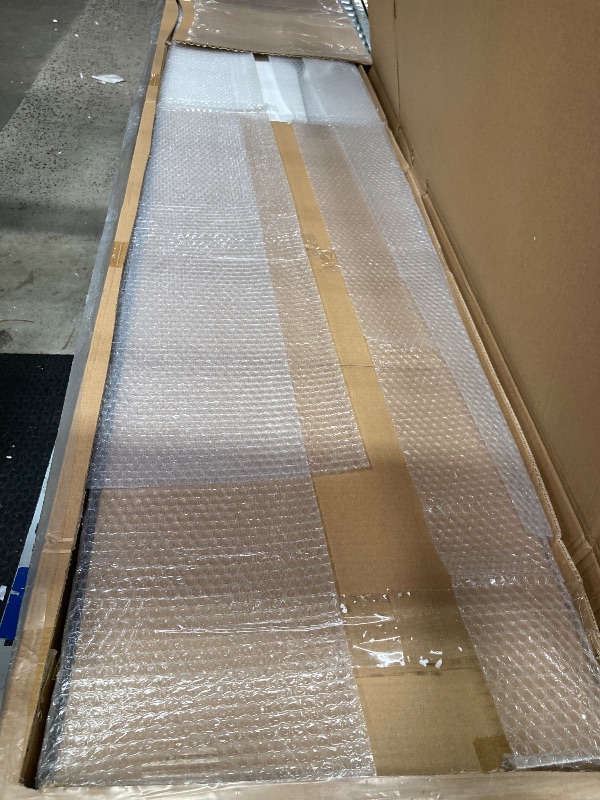 Photo 1 of 5-Panel Frosted Glass White Prefinished MDF Interior Sliding Barn Door with Hardware Kit