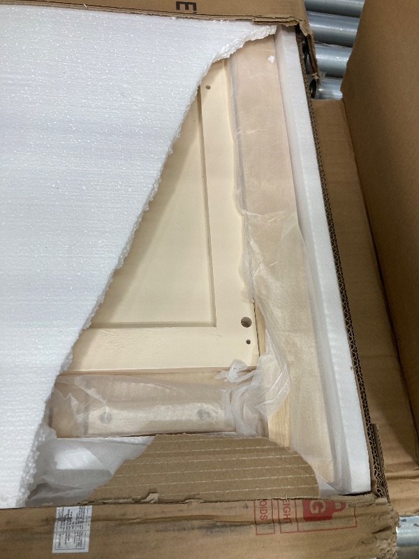Photo 1 of **MISSING BOX/INCOMPLETE SET**Ball & Cast Wood Full Size Platform Bed with Storage Shelves and Drawers,Multiple Bed Frame w/Charging Station & Upholstered Headboard,Bedroom Furniture Bedframe for Apartment,Cream