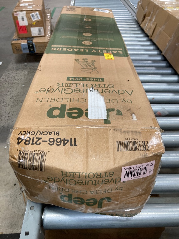 Photo 1 of ***(PARTS ONLY -MISSING HANDLE, SMALL DENT/SCUFFS/SCRATCHES ON FRAME, SELLING AS IS)***

Jeep AdventureGlyde Stroller by Delta Children - Lightweight Travel Stroller with Smoothest Ride & Compact Fold, 3-Position Recline, Extra Large Storage Basket, Black