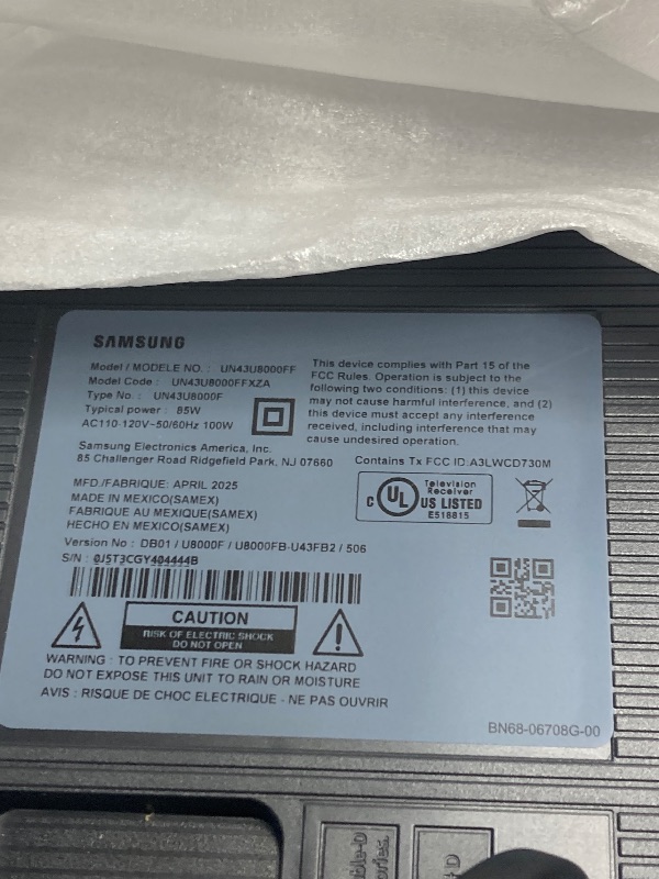 Photo 1 of ***PARTS ONLY***
Samsung 43-Inch Class Crystal UHD U8000F 4K Smart TV (2025 Model) Endless Free Content, Crystal Processor 4K, MetalStream Design, Knox Security, Alexa Built-in