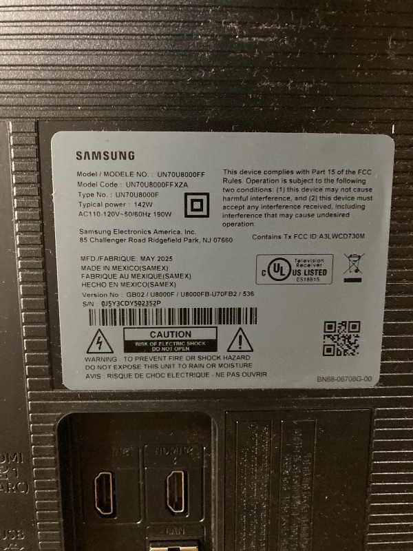 Photo 1 of Samsung 70-Inch Class Crystal UHD U8000F 4K Smart TV (2025 Model) Endless Free Content, Crystal Processor 4K, MetalStream Design, Knox Security, Alexa Built-in