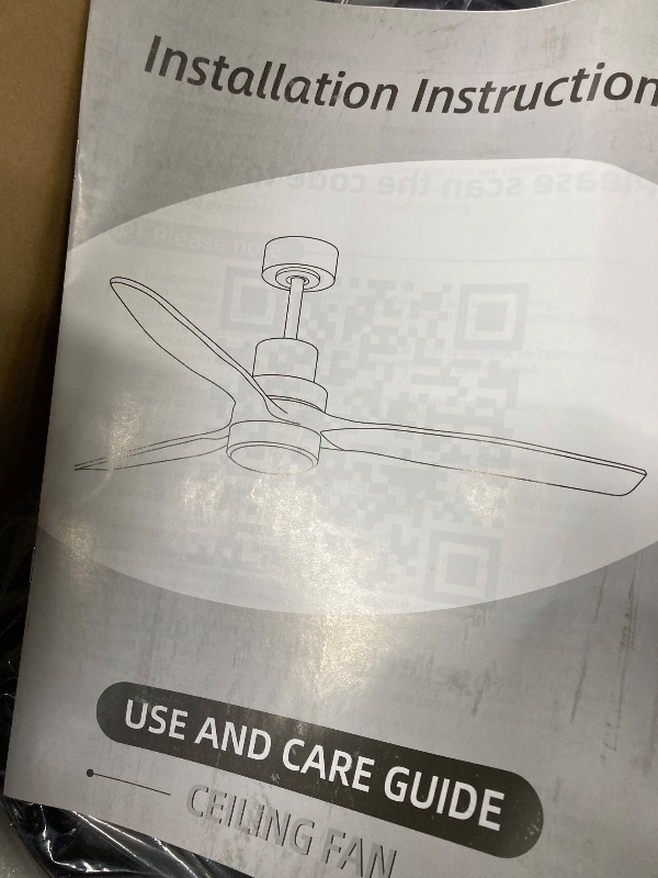 Photo 1 of ****BLADE HAS DAMAGE****XAUJIX 52'' Ceiling Fans with Light and Remote Control, Flush Mount Ceiling Fan 6-Speed Reversible Airflow 3 Wood Fan Blades  ***(BOX RIPPED/TORN)***