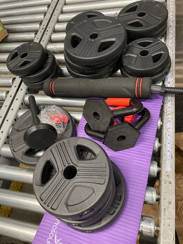 Photo 1 of   70lbs Free Weight Set with Connector, 6 in 1 Dumbbells Set Used as Barbell, Kettlebells, Push Up Stand, Fitness Exercises for Home Gym Suitable for Men/Women***(ORIGINAL STOCK PHOTO NOT AVAILABLE ,BOX RIPPED/TORN)***