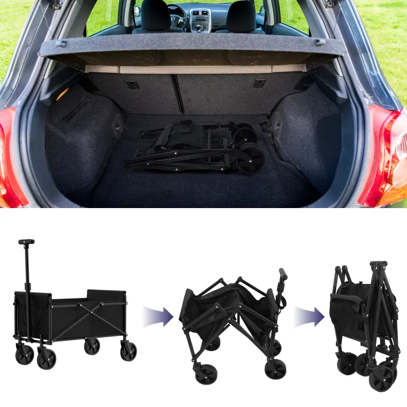Photo 1 of **very small** Foldable Wagon Cart with Wheels for Grocery Sports Garden Shopping Camping?Black