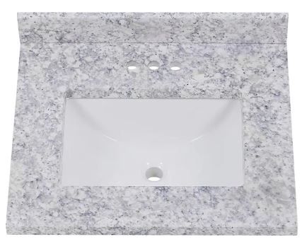 Photo 1 of 25 in. W x 22 in. D Cultured Marble White Rectangular Single Sink Vanity Top in Everest


