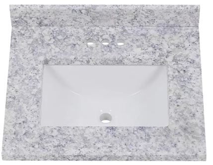 Photo 1 of 25 in. W x 22 in. D Cultured Marble White Rectangular Single Sink Vanity Top in Everest


