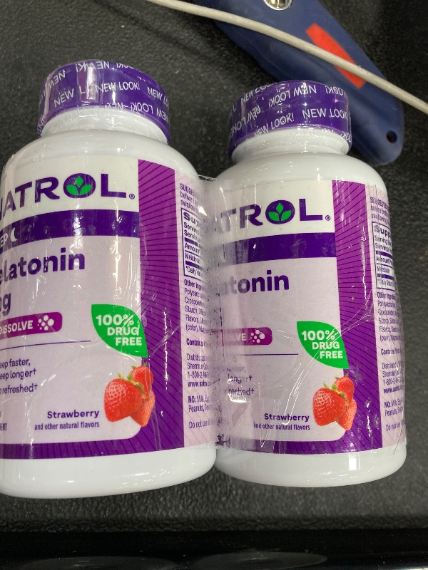Photo 1 of 2 Pack Natrol  Sleep Melatonin 3mg Fast Dissolve Strawberry Flavored Tablets, 200 Count