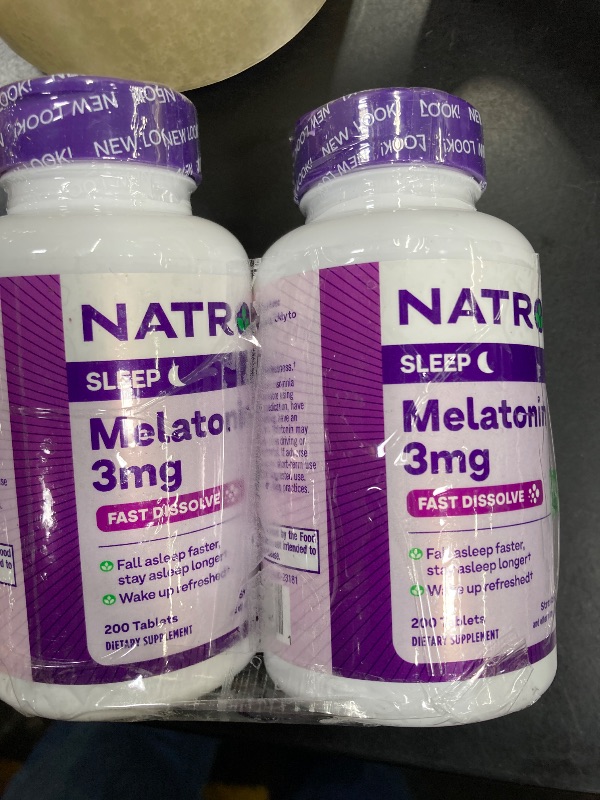 Photo 1 of 2 Pack Natrol  Sleep Melatonin 3mg Fast Dissolve   Strawberry Flavored Tablets, 200 Count