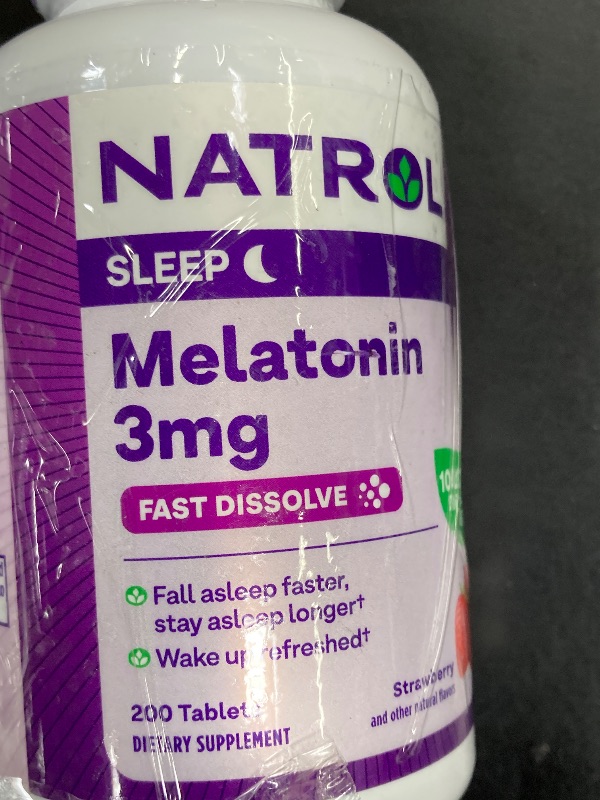 Photo 1 of 2 Pack Natrol  Sleep Melatonin 3mg Fast Dissolve   Strawberry Flavored Tablets, 200 Count